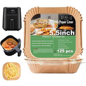 2 QT Air Fryer Liners for CHEFMAN 2 Qt Mini Air Fryer, Air Fryer Liners Disposable Small 2 qt 2.6qt, Small AirFryer Liners, DASH Air Fryer Liners