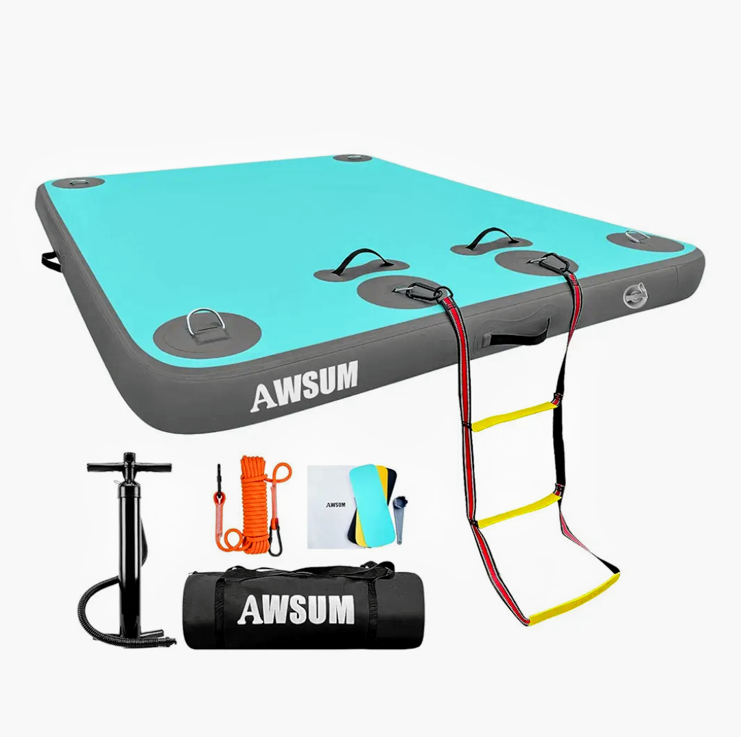 AWSUM Inflatable Floating Dock Air Dock Platform Floating Island Raft with None-Slip Surface for Pool Beach Ocean