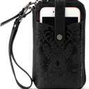 The Sak Silverlake N/S Smartphone Crossbody, Black Floral Embossed