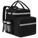 Ytonet Food Delivery Backpack with 7 Cup Holders, XX-Large Expandable Delivery Bag for Hot/Cold Food with Reflective Strip, Insulated Grocery Backpack Fits for Bike, Uber Eats, Grubhub, Doordash, Grey