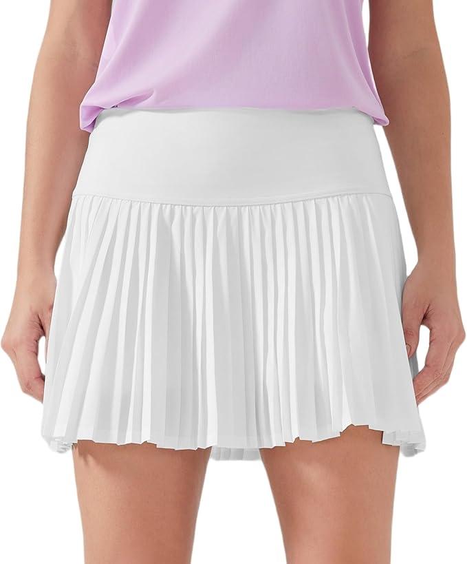 Pleated Tennis Skirts for Women with Shorts High Waist Tummy Control Skorts with Pockets Athletic Golf Running Skort, M