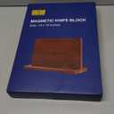 HOSHANHO Magnetic Knife Block 14 x 10 Inches, Double Sided Magnetic Knife Holder Rack for Kitchen Counter, Acacia Wood Magnetic Knife Storage Stand with Knife Sharpener