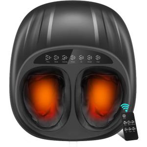 Shiatsu Foot Massager, Foot Massager Machine with Heat, Remote Control, Multiple Massage Modes & Adjustable Intensity, Deep-Kneading Massager Fits Feet Up to Women Size 12, Black/ZL7 (16.5*15.5*9.5/ZL7)