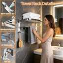 24" Double Towel Rack with 7 Hooks, Bathroom 90° Foldable Towel Bar.Silver