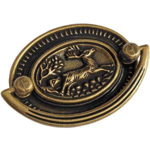 2 C-C Vintage Style Antique Gold Brass Bail Drawer Pull Drop Swing Handles Cabinet Knob Kitchen Hardware Oval 51 mm Centers (1)