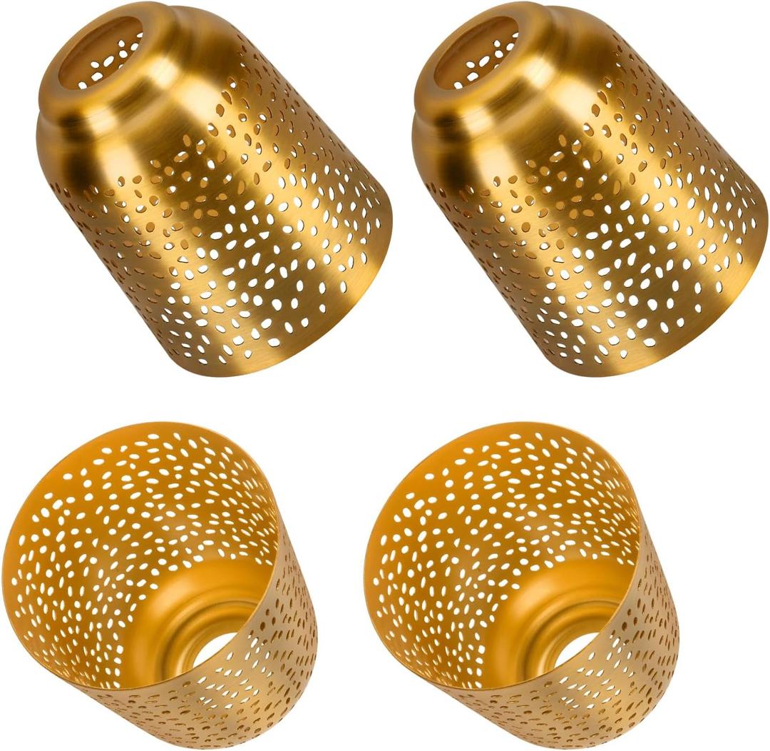 Ceiling Fan Light Covers Replacements with 1.6" Fitter, ALUCSET 5.6" Height and 5"Diameter, Metal Bell Shaped Light Fixture Cover Fits Pendant Light Chandeliers Wall Sconces,Yellow Brass&Gold