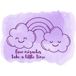 Children Miracles Take A Little Time Uplifting Quote Wall Decal Decoration Beautiful Happy Smiling Cloud Rainbow Wall Dcor Lasts Years and Easily Removable - Size: 30 in(W) x 21 in(H)