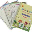 Magic Handwriting Practice Copybook for Kids,Reusable Grooved Writing Pratice Book Workbooks for Preschool Age 3-8 Lettes Numbers Drawing Tracing Books (4 Books with Pens)