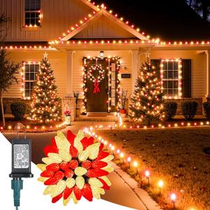 Minetom C9 Christmas Lights Outdoor, 88FT 110LED String Lights with 8 Mode, Waterproof Connectable UL Certified C9 Christmas Decorations for Indoor Outdoor Patio Roofline Decor RedWarm White
