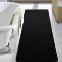 LOCHAS Luxury Bathroom Rug Shaggy Bath Mat 24 x 60 Inch, Washable Non Slip Bath Rugs for Bathroom Shower, Soft Plush Chenille Absorbent Carpets Mats, Black
