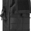 Multipurpose Tactical Molle Mobile Phone Belt Pouch EDC Gadget Slim Utility Waist Bag with Cellphone Holster Large Black