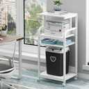 Fannova 4 Tier White Printer Stand Table with Adjustable Shelves, Movable Printer Shredder Stand with Wheels for Home Office Storage and Organization, Rolling Cart for Computer Tower CPU