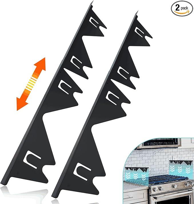 Stove Gap Covers Stainless Steel, 2 Pack Stove Gap Filler Easy Retractable Length 13.8" to 27.5", Width 0.79" ALMCALS Stove Gap Guards Range Trim Kit, Heat Resistant Guard Between Stove Top & Counter