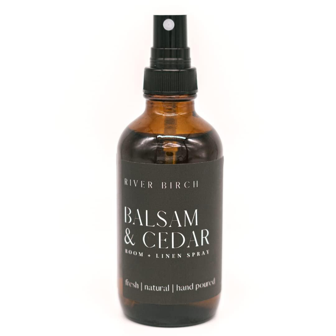 River Birch Luxury Linen and Room Spray - Home Signature Scent Balsam and Cedar Room Fragrance Spray - Fragrant Fresh Linen Air Freshener For Bedding - Handmade in Texas - 4 oz Glass Amber Bottle