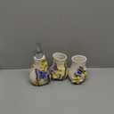 Ceramic Bathroom Accessory Set Dancing Butterfly Ceramic 5 Pieces Set,Including Toothbrush Holders,2 Gargle Tooth-Brushing Cups,Soap Dishes,Soap & Lotion Dispenser