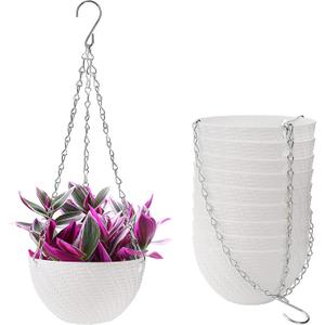 Foraineam 10 Pieces 6 Inch Hanging Planters, Garden Self-Watering Flower Plant Pot Container, Mini Succulent Planter Pots with Hanging Chain
