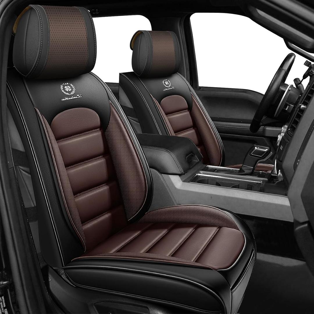 Full Set Car Seat Covers for Ford F-150 F250 F-350 XL XLT STX Lariat King Ranch Platinum Raptor Seat Covers 2007-2026, Waterproof Seat Protectors(Standard 5 Seats/Black&Coffee)