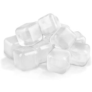 60 Pack Reusable Ice Cubes for Drinks, Refreezable Plastic Ice Cubes Without Diluting, Permanent Ice Cube Frozen BPA Free, Cocktails Like Whiskey, Wine, or Coffee (Transparent)