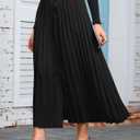 MAKABO Women's Maxi Pleated Skirt with Pockets, High Waisted A Line Long Skirts Button Down Business Casual Outfits