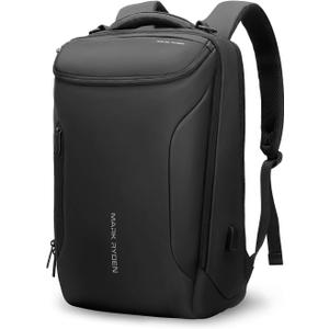 Muzee Backpack for Men Travel Backpack Flight Approved Fits 17 Inch Laptop and Tech Gear, With USB Plug (3-Pocket, Black)