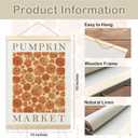 TLESKE Fall Pumpkin Market Poster Hanger Frame, Autumn Pumpkin Flowers Hanging Wall Art Room Decor for Bedroom Living Room, Aesthetic Floral Pumpkin Wall Banner Prints Pictures Artwork, 12x16