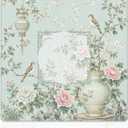 WHCHJ Light Green Chinoiserie Floral Bird Mahjong Mat 21.5 x 21.5 in