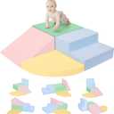 Climbing Toys for Toddlers 1-3 Inside, Baby Foam Climbing Blocks for Toddlers, 4-Piece Soft Play Climbing Blocks, Indoor Climb Crawl Activity Play Set, Birthday Gift (Large, Pink / Yellow)
