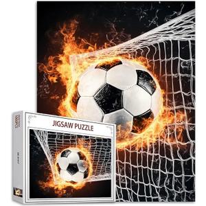1000 Piece Jigsaw Puzzles for Adults Ball Sport Painting Jigsaw Puzzle Fire Soccer Ball 1000 Pieces Puzzles Playing Football DIY Craft Magic Puzzle Art Bedroom Decor (Colorful) (19.7''Wx27.6'H)