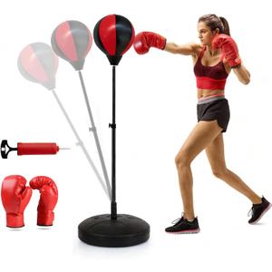 Speed Ball Stand Punching Bag Set,Fitness Reflex Bag for Adults,Adjustable Height Freestanding Reflex Speed Bags with Gloves, Boxing Punching Bag for Training, Stress Relief and Fitness.