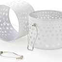 White Lamp Shades Set of 2, 13 x 13 x 10 inch (Medium Size), Drum Spider Lampshades with 8 inch Harp, Modern Fabric Lamp Shade for Table Lamp and Floor Lamp, Linen Cloth Lamp Cover, Assembly Required