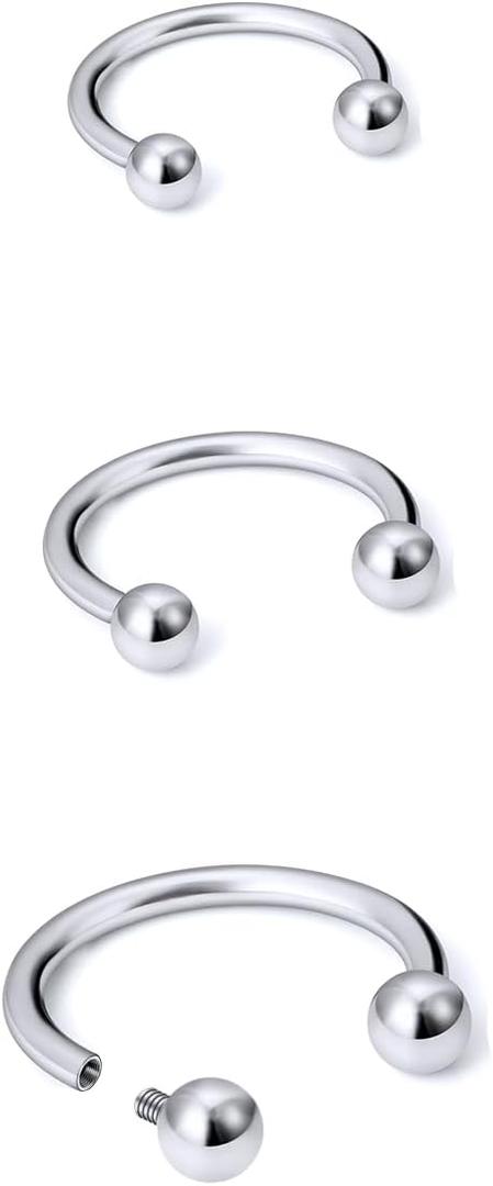 20g/18g/16g G23 Titanium Internally Threaded Nose Septum Horseshoe Hoop Earring Eyebrow Tragus Helix Daith Lip Rings Piercing Jewelry