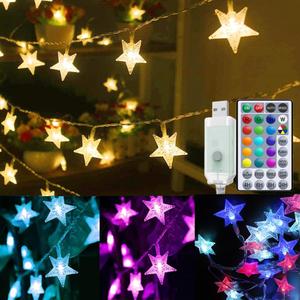 Solhice 40ft Color Changing Star String Lights for Bedroom 120 LEDs, Indoor Christmas Hanging Fairy Lights USB Powered, Starry Lights with Remote, Bunk Bed Lights for Kids Room