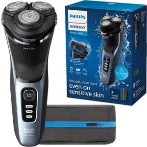Philips Norelco Shaver 3600 Series, Wet and Dry Electric Shaver, P-Cap, Travel Pouch, Storm Blue, Model S3243/91 (Shaver Series 3000)