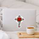 5 x Cross with A Red Rose Sticker 5 inch, Rose Decals for Cars, Waterproof Vinyl Decals for Trucks, Cars, Laptops, Tumblers or Any Smooth Surface