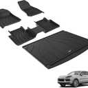 3W Floor mats &Cargo Liner for Porsche Cayenne 2019-2024 2025, TPE All Weather Custom Fit Floor Liner for Porsche Cayenne Full Set Car Mats, Black