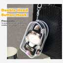 2 x Clear Figure Display Bag with Keychain for Doll, Positive Doll Storage Bag, Pouch Keychain Charms for Collectibles (with Zipper- Waterproof) Building Block Storage Bag,7.4 * 4.2 inch (White)