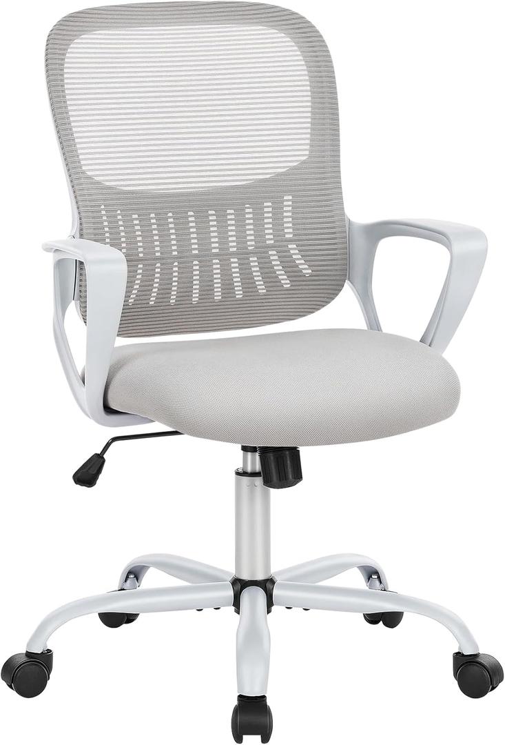 Yapamar Tall Office Chair with Adjustable Height,Ergonomic Computer Standing Desk Stool,High Office Chair for Counter Height Desk (Grey) (Fixed Handrail)