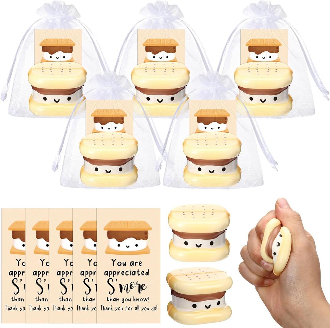 3 x Gemscream S'More Teacher Appreciation Gifts Bulk Thank You Gifts Funny Marshmallow Stress Ball with Inspirational Cards Organza Bag for Team Office Employee Volunteer Nurse Assistant Student(10 Sets)