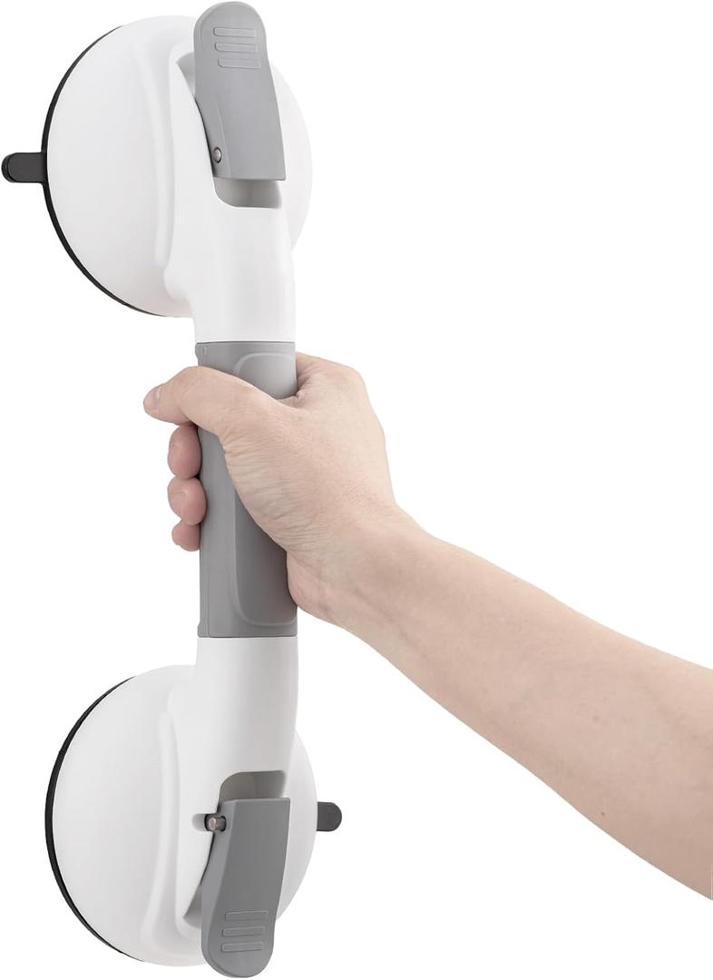 TAILI Grab Bars for Bathtubs and Showers, Shower Handles for Elderly Suction,Maximum 330lbs,Shower Grab Bar with Upgraded Rubber Suction Cups,Safety Grip for Senior, No Drilling Removable,Grey (1 Pack, Gray)