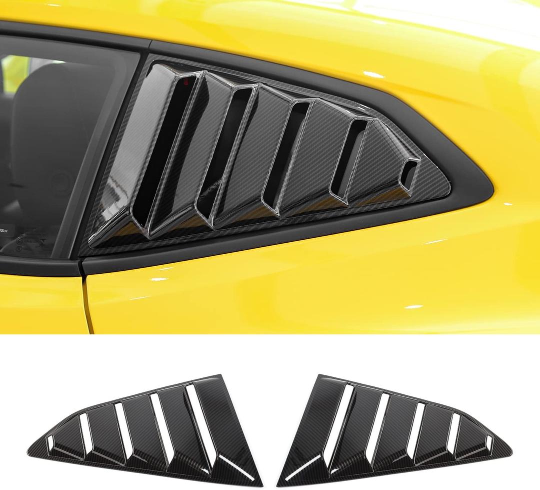RT-TCZ Carbon Fiber Rear Quarter Side Window Louvers Sun Shade Cover Wind Vent Air Deflector Decoration Exterior Accessories for Chevrolet Camaro 2017-2022