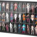 Wooden Display Case for 3.75 inch Action Figures, Wall Mounted 36 Compartments Collectors Showcase,Fit for 1/18 Scale Star Wars / GI Joe / Marvel Action Figure Toy Black