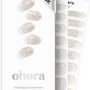 ohora Semi Cured Gel Nail Strips (N Sparkle Glam) - Nude, Glitter, Works with Any UV/LED Lamps, Salon-Quality, Long Lasting, Easy to Apply & Remove - Includes 2 Prep Pads, Nail File & Wooden Stick