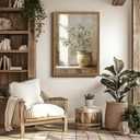 Vintage Framed Olive Tree Canvas Wall Art, Neutral Botanical Pictures Wall Decor, Rustic Potted Plant Paintings Prints, Organic Modern Farmhouse Artwork for Living Room Bedroom 16x24 Inch