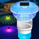 FineBud2025 Upgrade Solar Chlorine Floater,Pool Chlorine Floater with Colorful Light,Button Control Floating Chlorines Dispenser for Pool,Adjustable Flow chlorines floaters,Hot Tub chlorines floaters (Blue)