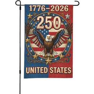 2 x Garden Flag 12x18 Double Sided, 1776-2026 USA 250th Anniversary Patriotic Yard Flag, American Outdoor Small Garden Flag for 4th of July Porch Lawn Decor