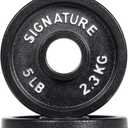 Signature Fitness Deep Dish 2-Inch Olympic Cast Iron Weight Plates with E-Coating (Black)
