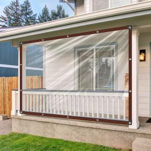 Clear Tarps Heavy Duty Waterproof - 9x12ft Clear Plastic Tarp with Grommets Transparent Vinyl Tarp for Porch Patio Enclosure Tarpaulin for Outdoor Furniture Window Cover