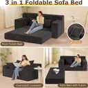 cidludto Convertible Sofa Bed, Boneless Loveseat Folding Couch Bed Foldable - 3 in 1 Small Ccouch & Futon Sofa Sleeper, Corduroy Pull Out Couch with 4 Pillows for Living Room, Black, Loveseat-53''