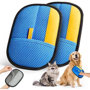 2026 Thickened Electrostatic Pet Hair Removal Gloves (2 Pcs) - Reusable Strong Grooming Gloves for Cats & Dogs, Hair Remover Gloves for Couch, Furniture, Carpet, Car Seats & Clothing Blue