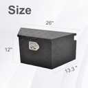 26 Inch Aluminum Utility Trailer Tongue Tool Box Wide Utility Trailer Tongue Toolbox RV Storage OrganizerTrailer Storage Tool Box With Lock & Keys Black,5 Bar Tread (26"X13.3"X12")